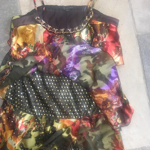 Flounced, vibrant, beautiful mini dress. Size M. - Picture 3 of 7